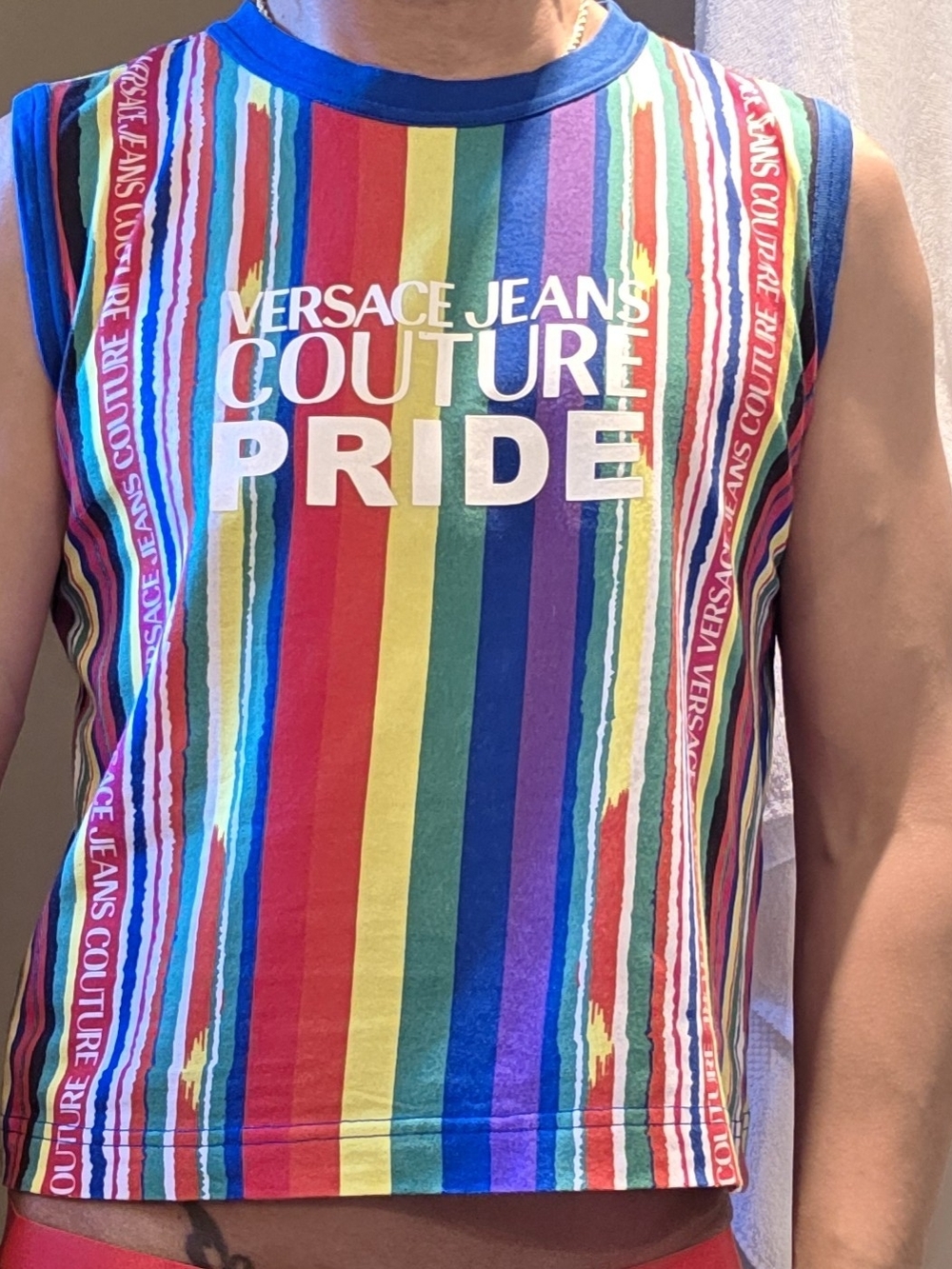 Versace Jeans Couture Rainbow PRIDE Stripe Muscle Top